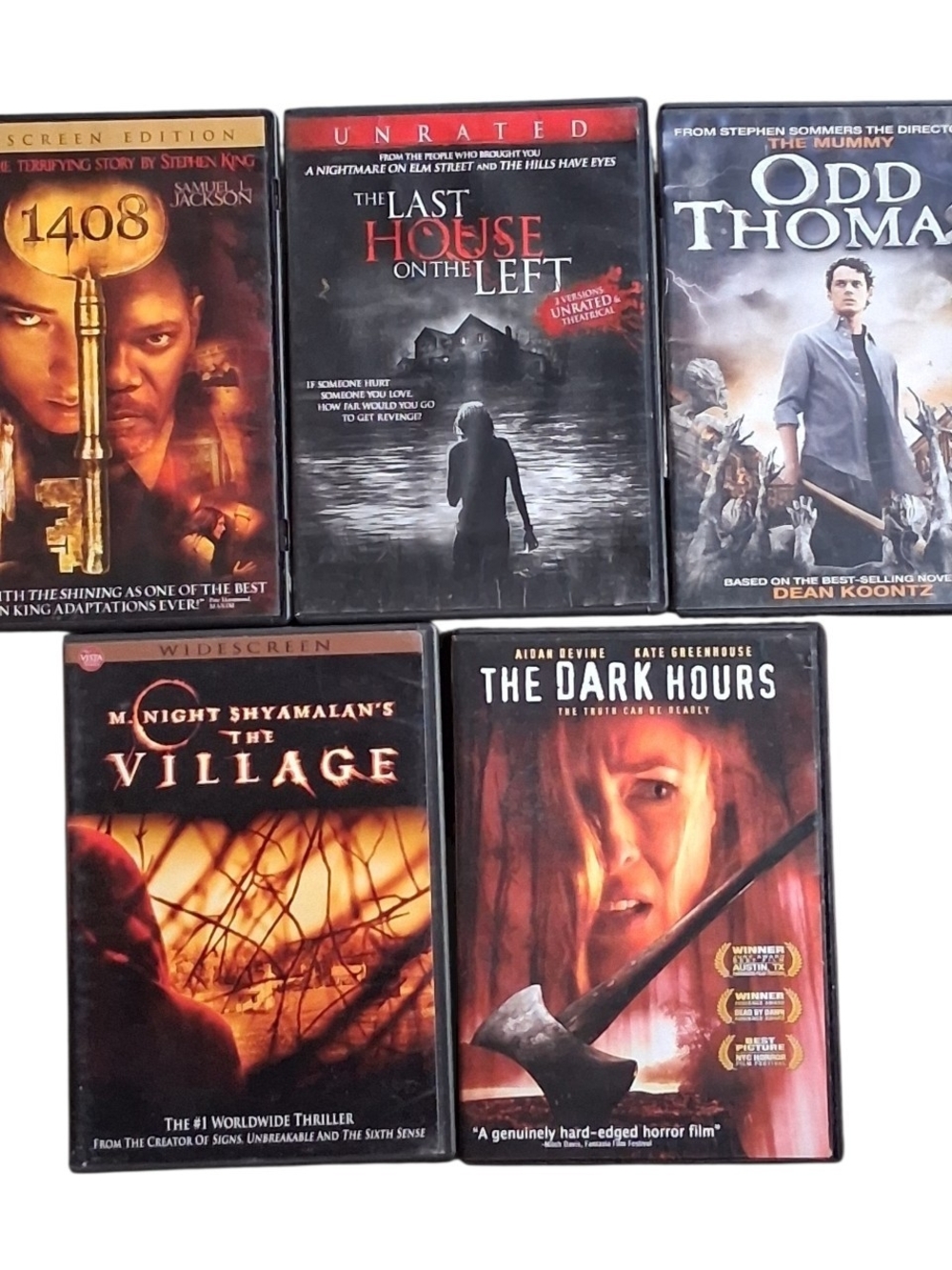 5 Horror Thriller DVD Lot: Odd Thomas, 1408, The Last House On The Left & More